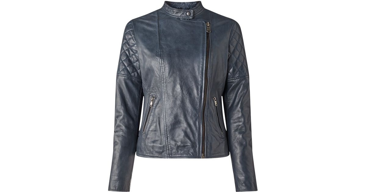 jigsaw navy leather jacket