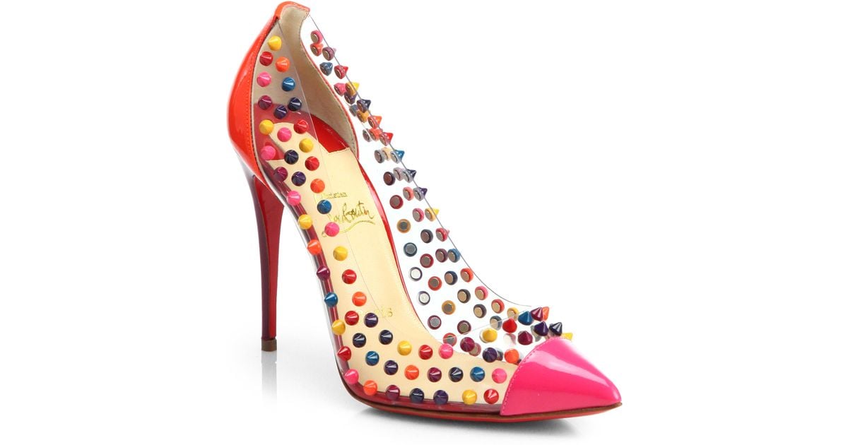 Christian Louboutin Studded Patent Leather Pumps - Lyst