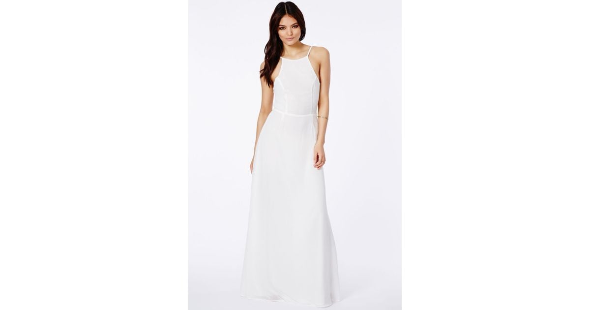 white high neck long dress