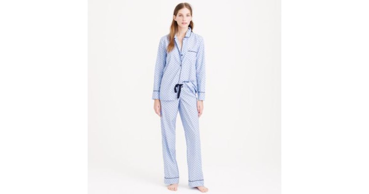 J.Crew End-on-end Pajama Set In Swiss-dot in Blue | Lyst