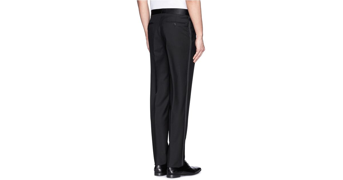 black tuxedo pants with satin stripe