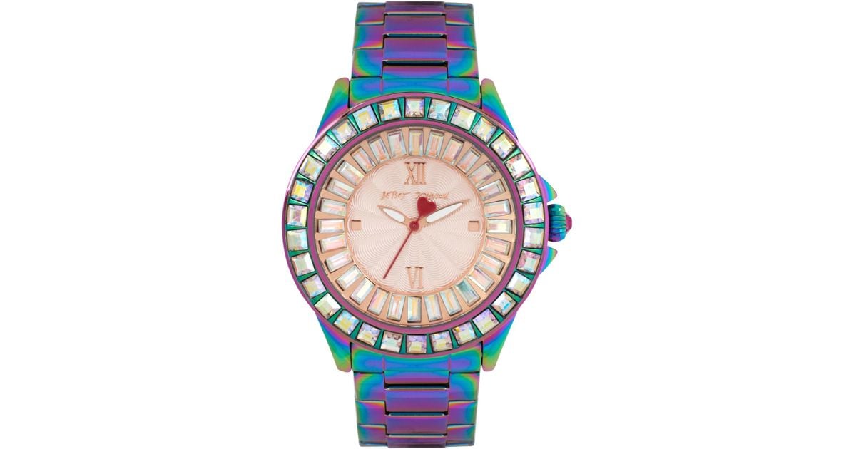 Betsey Johnson Women s Iridescent Stainless Steel Bracelet Watch