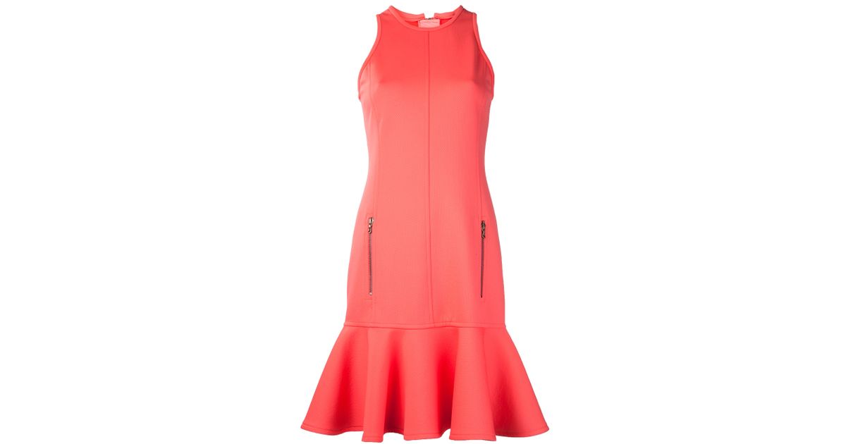 red ruffle bottom dress