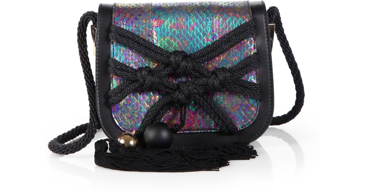 black snakeskin shoulder bag