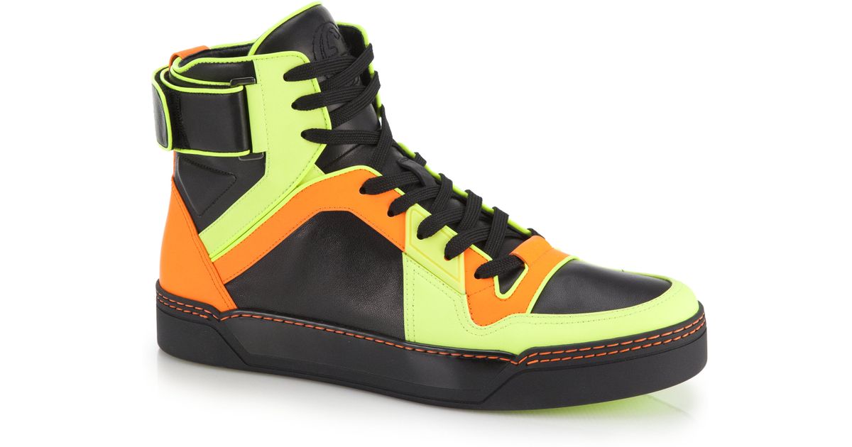 gucci neon high top sneakers