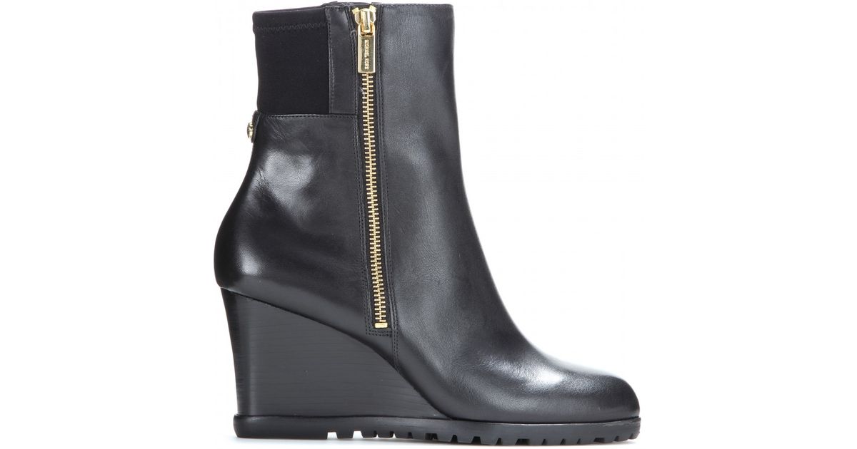 michael kors black wedge boots