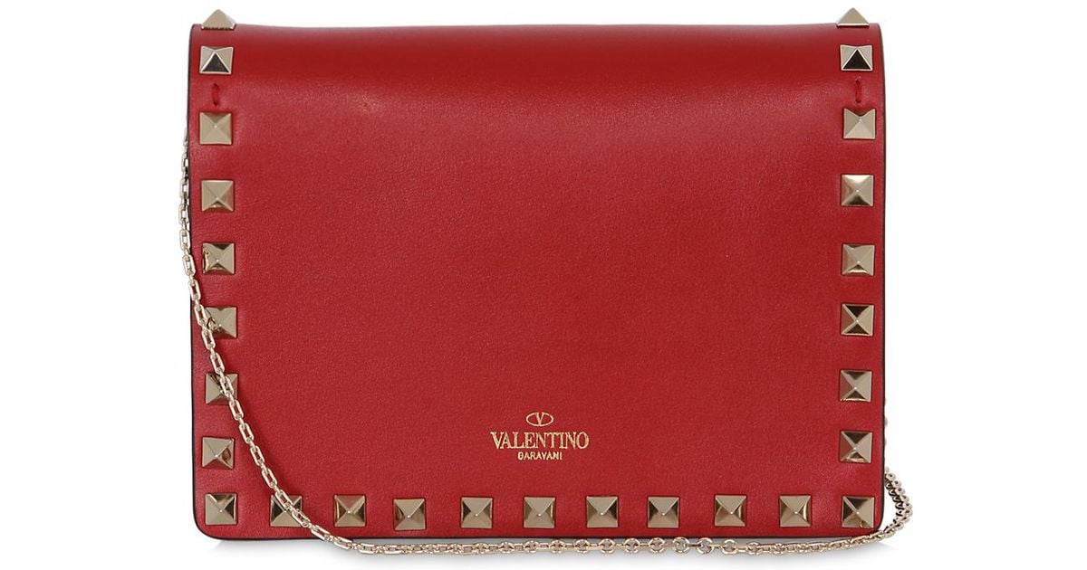 Valentino Mini Rockstud Leather Shoulder Bag in Red | Lyst