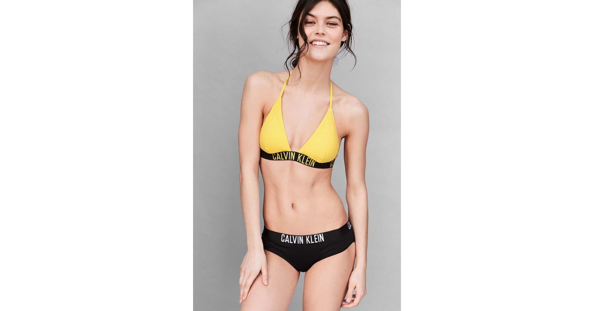 calvin klein yellow bikini top