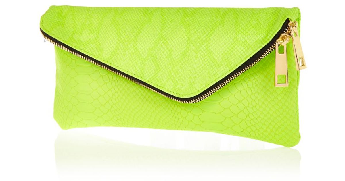 lime green clutch bag river island