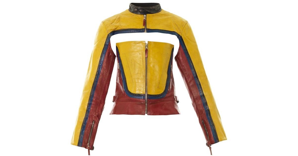 Jean Paul Gaultier Bustier and Cropped Leather Jacket in Yellow | Lyst  Canada