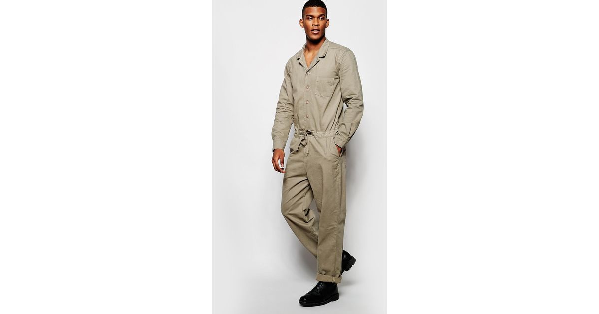 ASOS Cotton Boiler Suit In Twill in Khaki (Natural) for Men Lyst