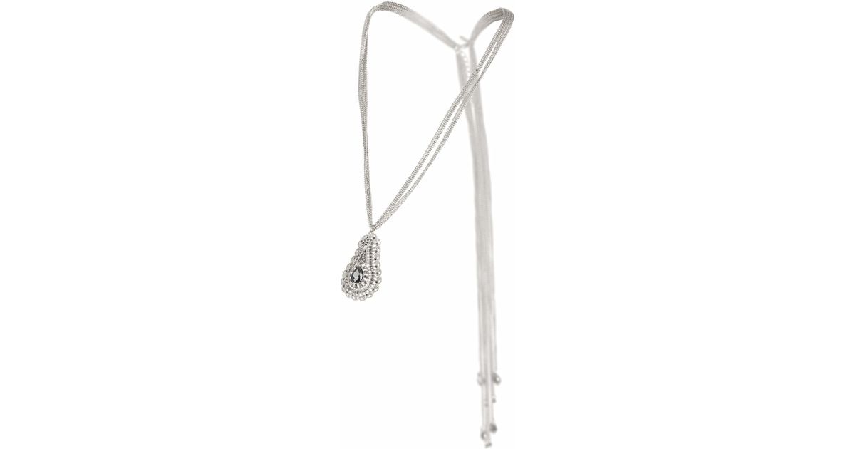 Topshop Jewelled Chain Back Drape Necklace In White Lyst