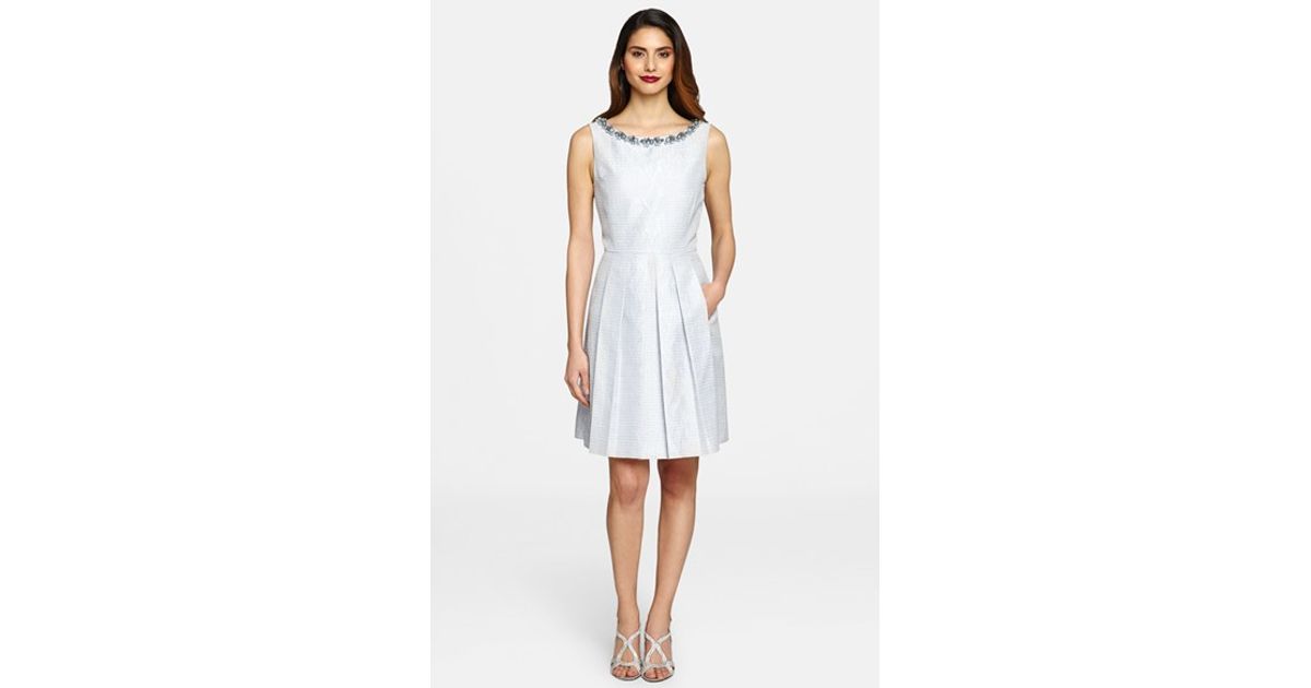 tahari silver dress