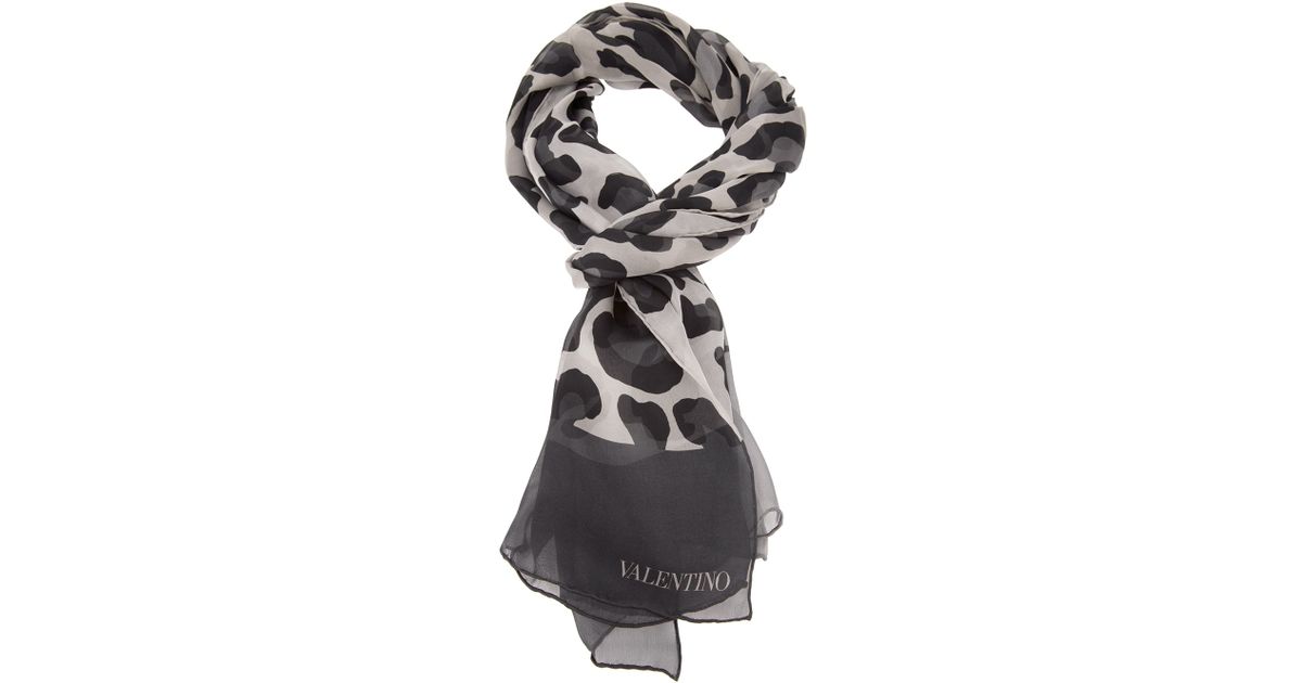 Valentino Leopard Print Scarf In Black Lyst