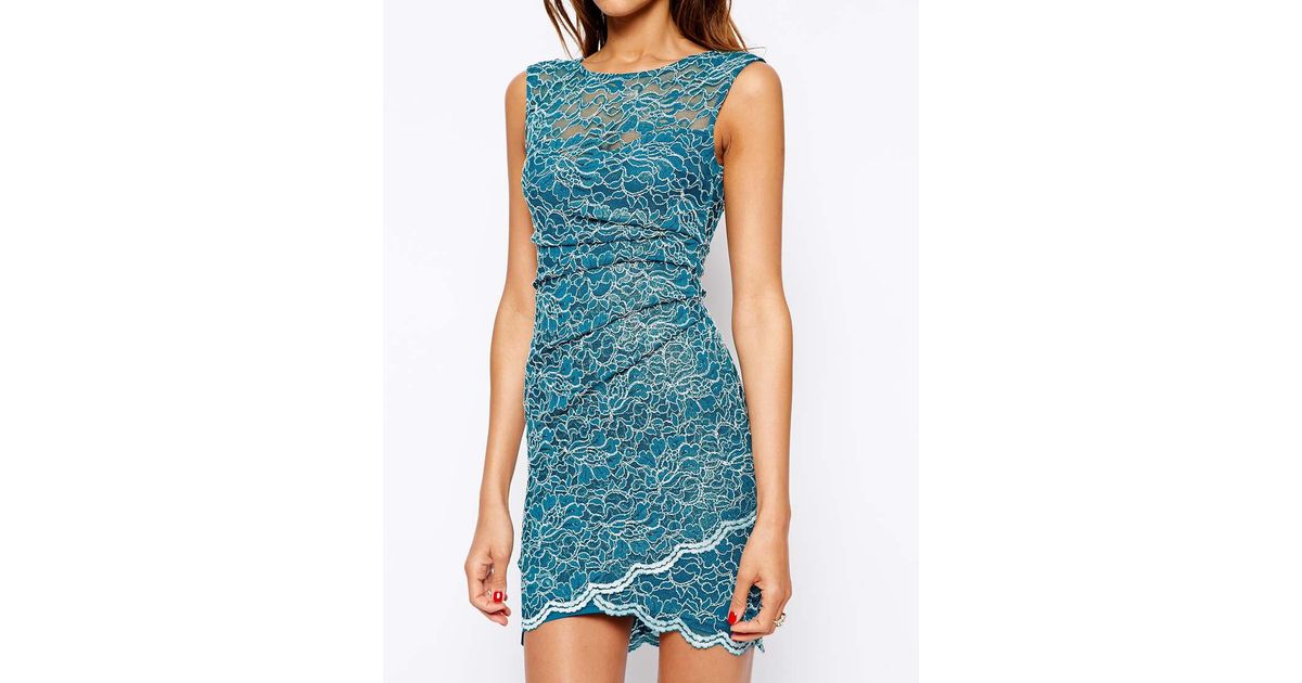 lipsy teal lace dress