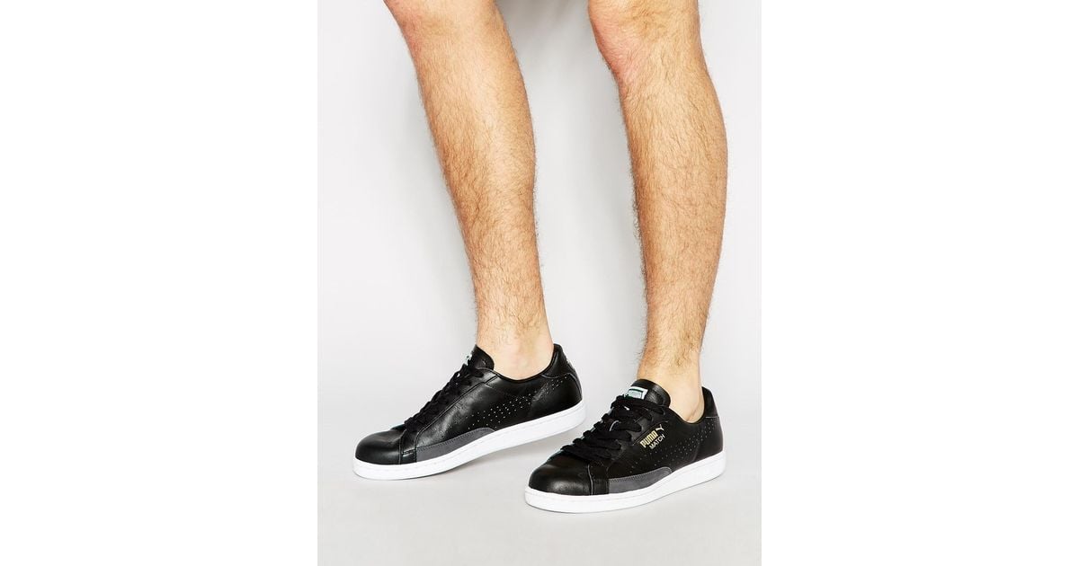 PUMA Match 74 Leather Sneakers in Black for Men | Lyst