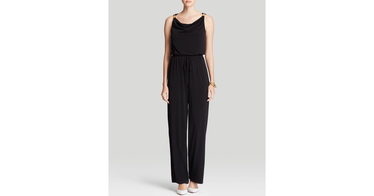 black cowl neck jumpsuit