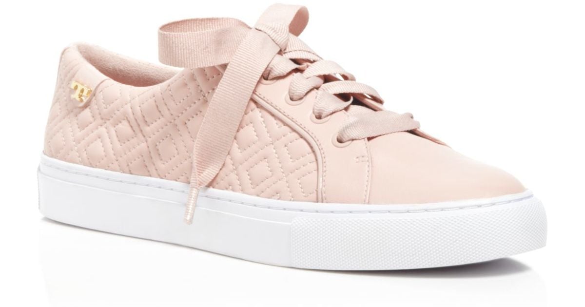 pink quilted sneakers