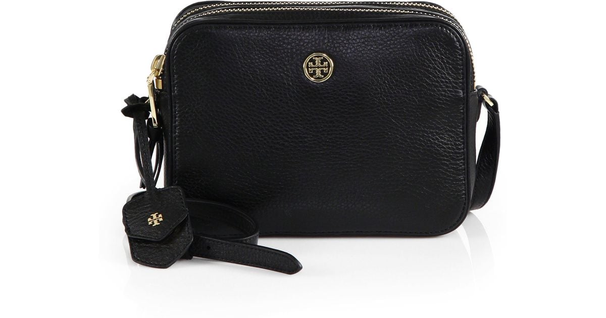 NWT $528 TORY BURCH Carson Black Pebbled Leather Large TOTE Bag Goldtone