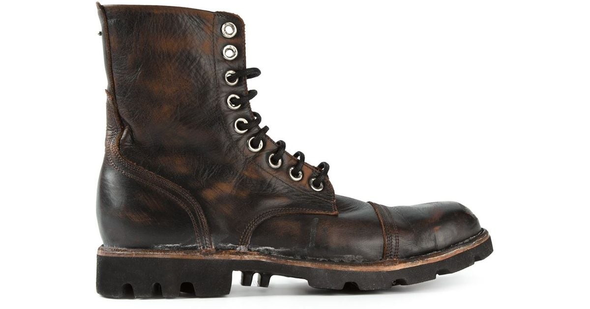 DIESEL 'Steel' Lace Up Boots in Black 