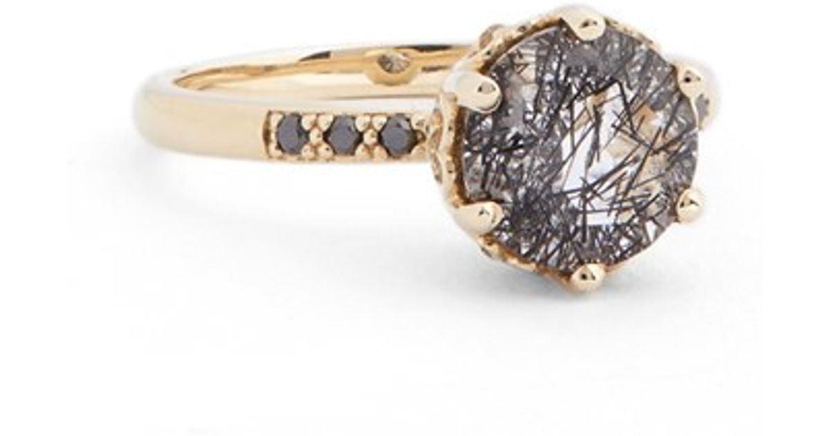 black rutilated quartz engagement ring