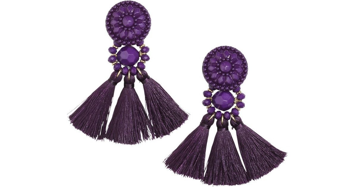 Lyst H M Earrings With Tels In Purple