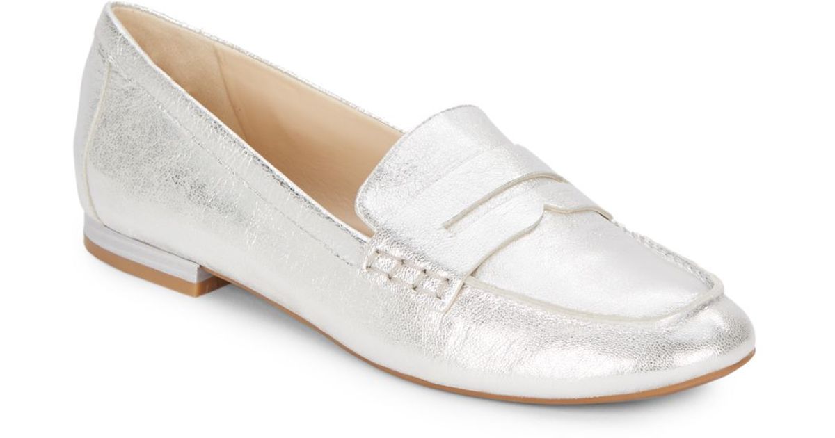 nine west silver loafers