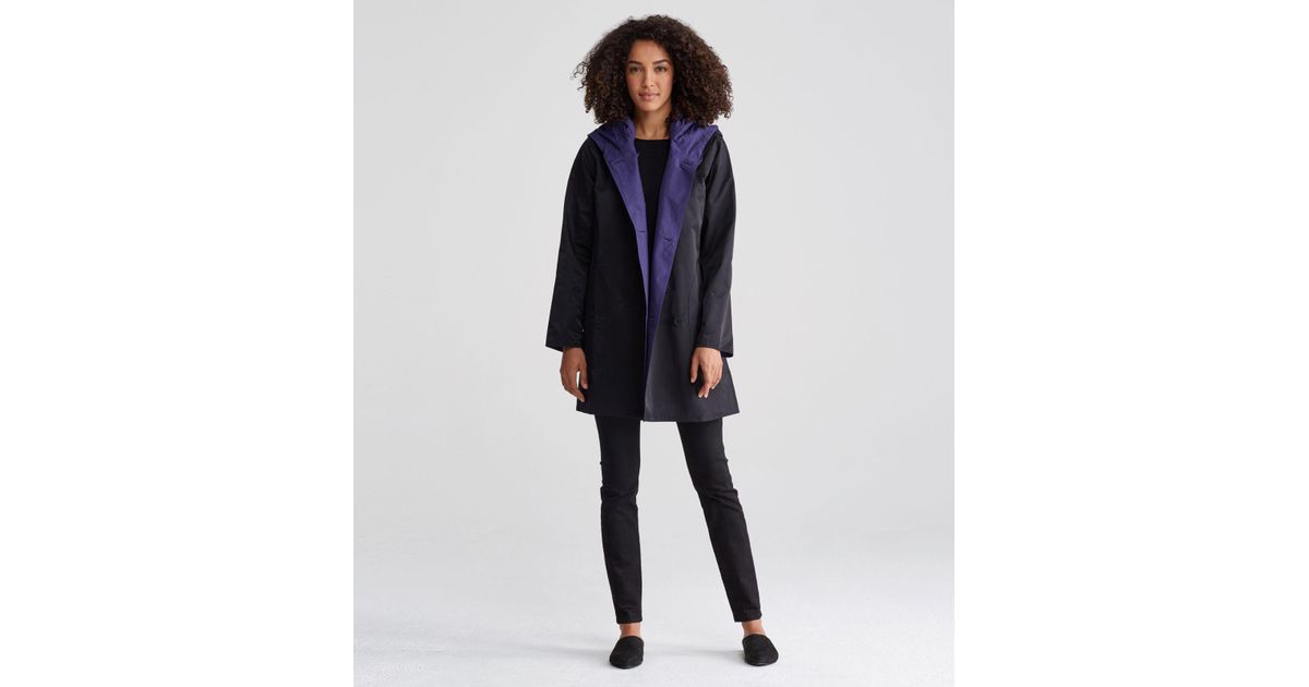 eileen fisher chevron recycled nylon hooded coat