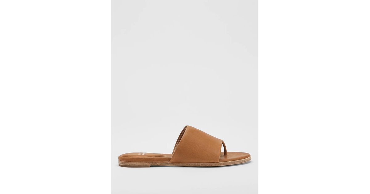 Eileen Fisher Edge Leather Slide Sandal in Brown Lyst