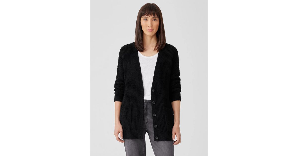 Eileen Fisher Cotton Fluff Cardigan in Natural Lyst