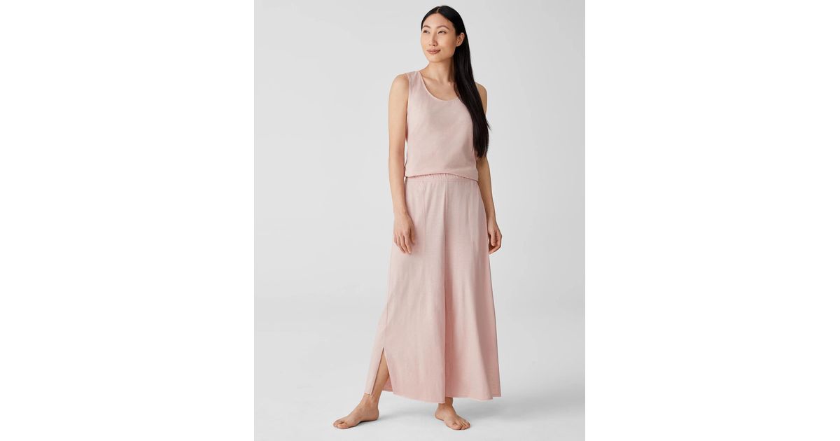 Eileen Fisher Slubby Organic Cotton Wide-leg Sleep Pant in Pink | Lyst