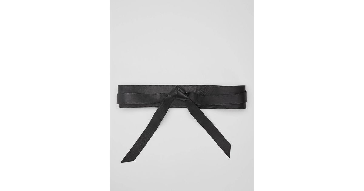 Eileen Fisher Buttery Leather Wrap Belt in Black