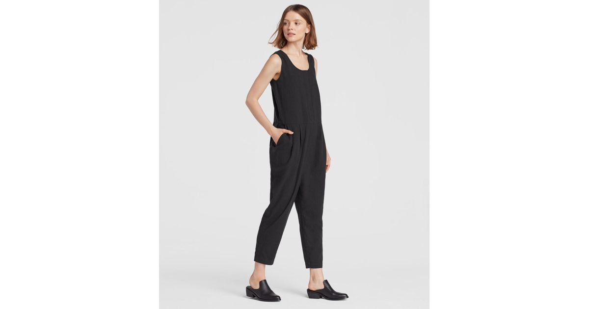 eileen fisher organic cotton crepe jumpsuit