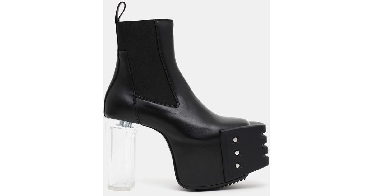 Rick Owens Leather Grilled Platforms in Black | Lyst