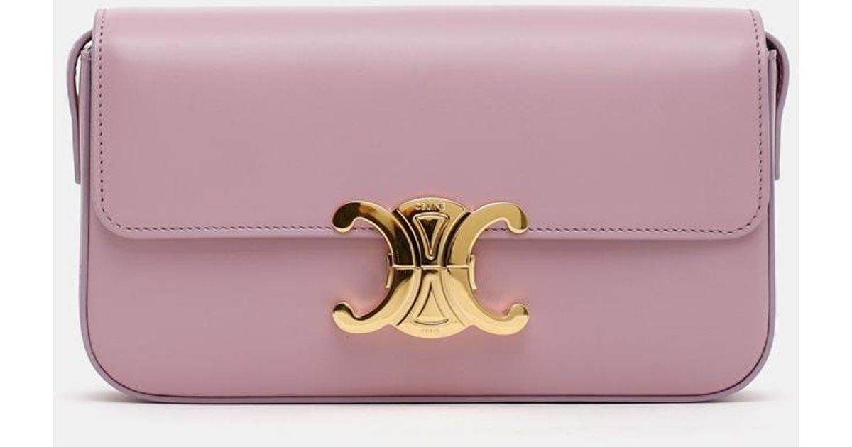 Celine - Authenticated Pochette Chaîne Triomphe Handbag - Cloth Pink Abstract for Women, Very Good Condition