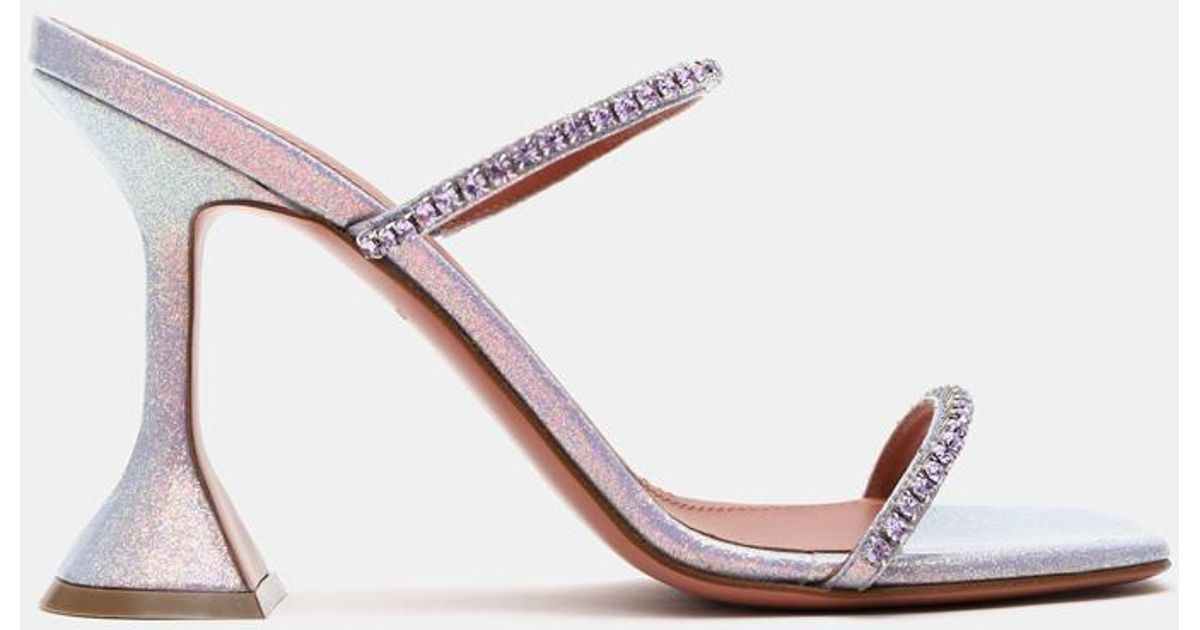 AMINA MUADDI Gilda Glitter Slipper Sandal in White | Lyst