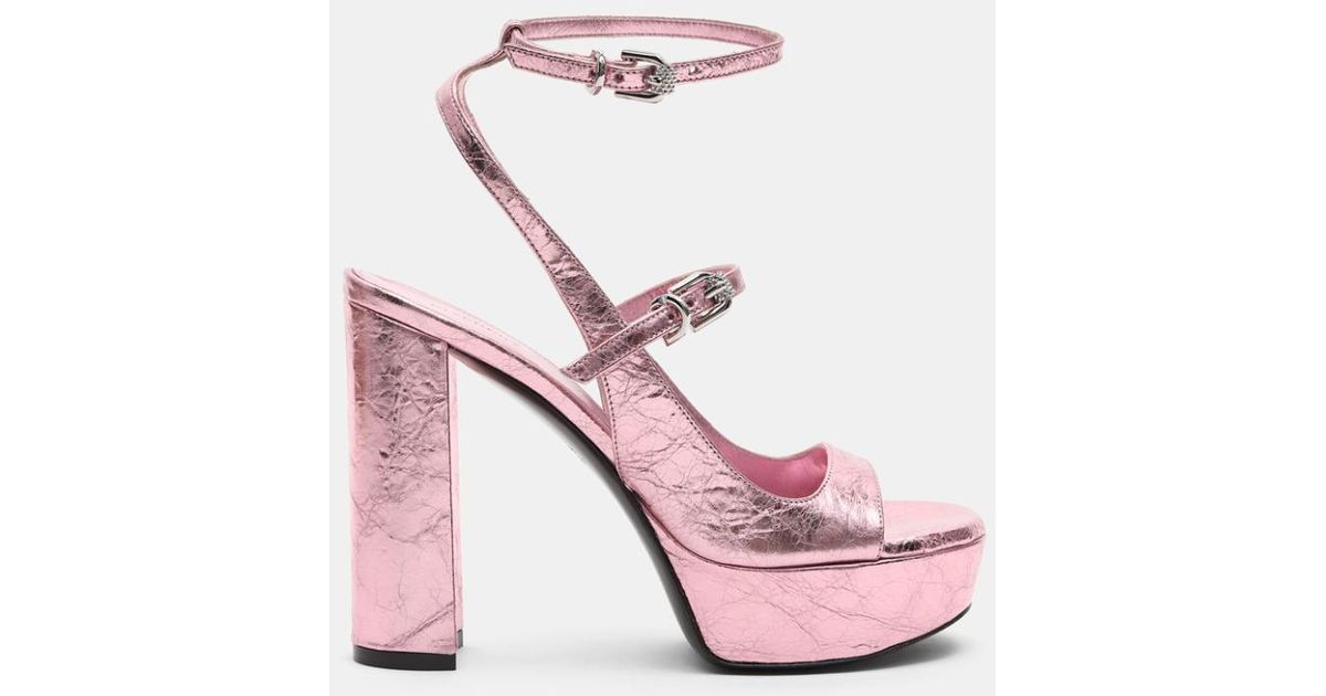 Givenchy Voyou Platform Sandal In Laminated Leather in Pink | Lyst UK