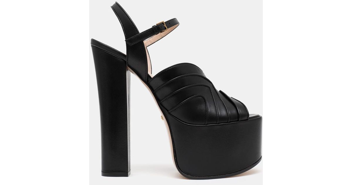 Gucci Leather Platform Sandal in Black | Lyst Canada