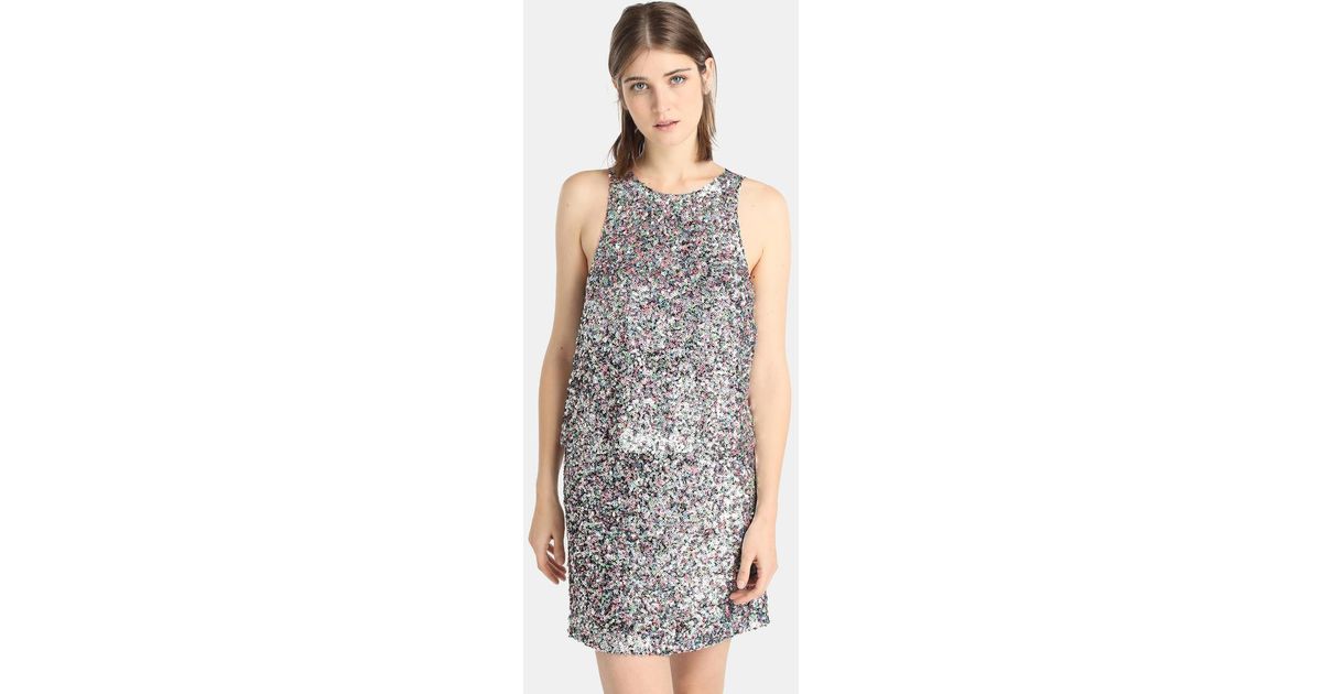 Paillettes Emporio Gray Femme Armani À Dos Robe Nu 1JKclF
