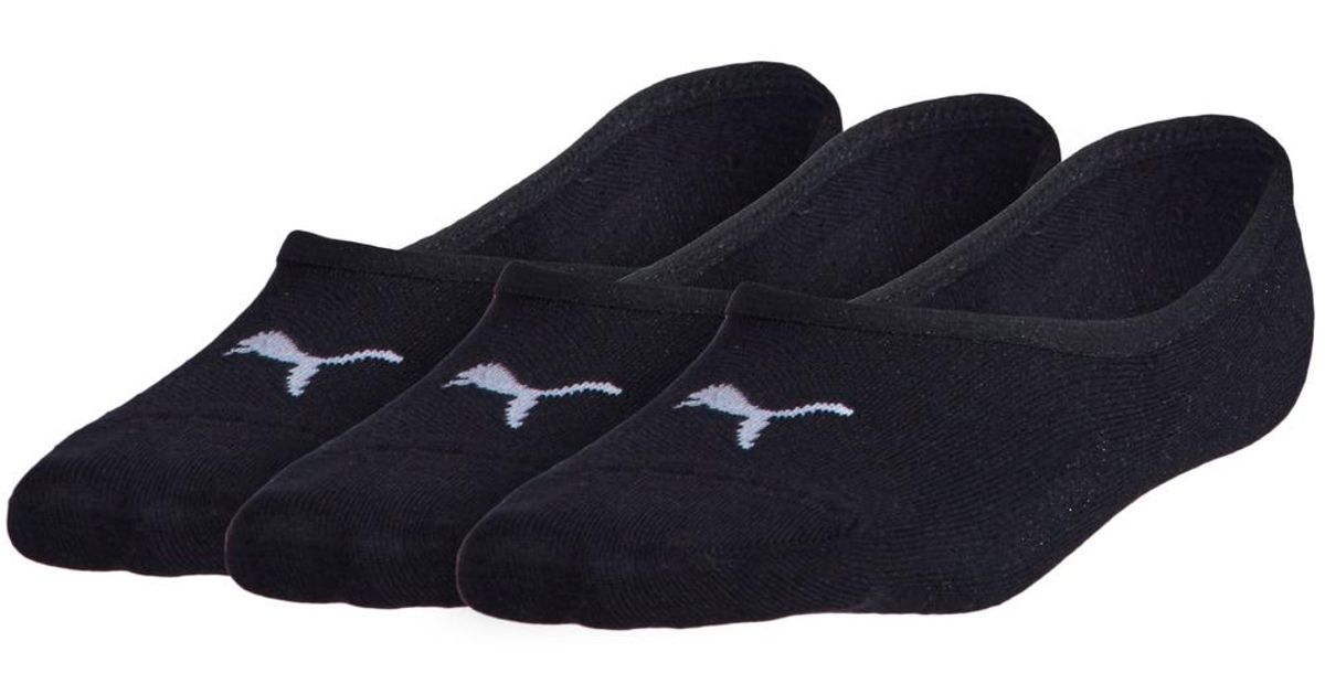 PUMA Cotton 3pack Of Footie Socks in Black for Men Lyst