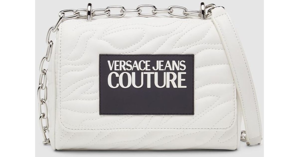 Versace Jeans Synthetic Small White Quilted Crossbody Bag With Chain Strap - Lyst
