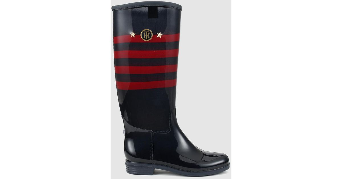 tommy hilfiger blue rain boots