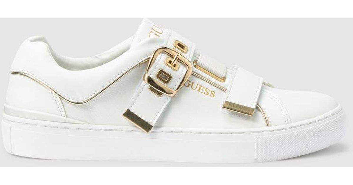 guess white leather shoes