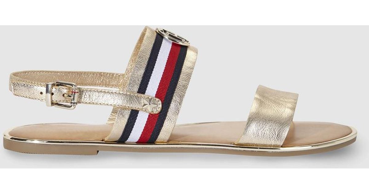 tommy hilfiger gold flip flops