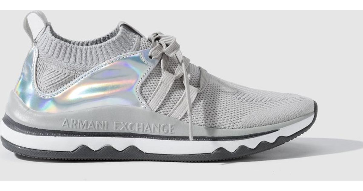 Armani Exchange Silver Trainers With 