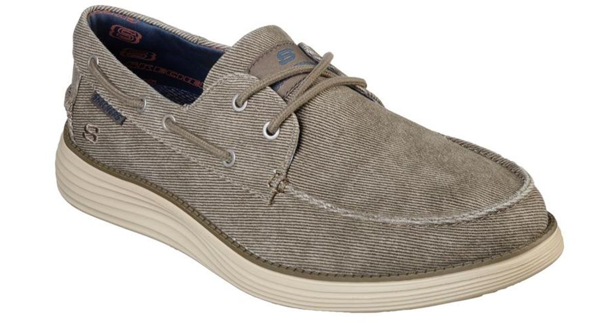 Skechers Taupe Canvas Deck Shoes in Natural for Men Lyst