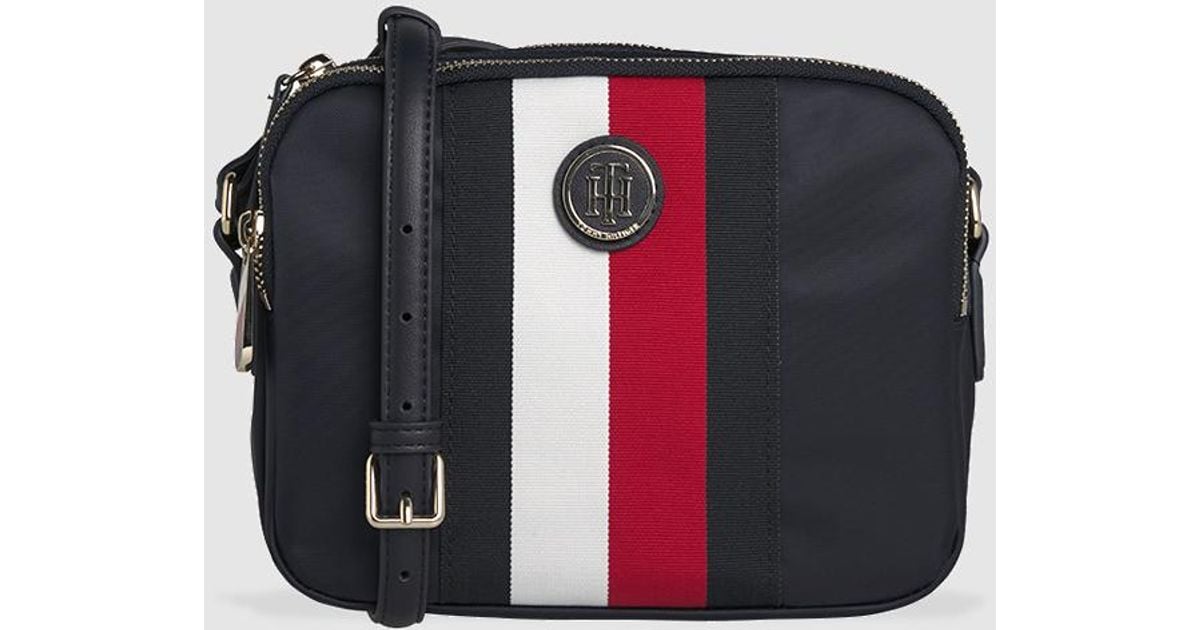 Tommy Hilfiger Synthetic Small Navy Blue Nylon Crossbody Bag With Brand ...