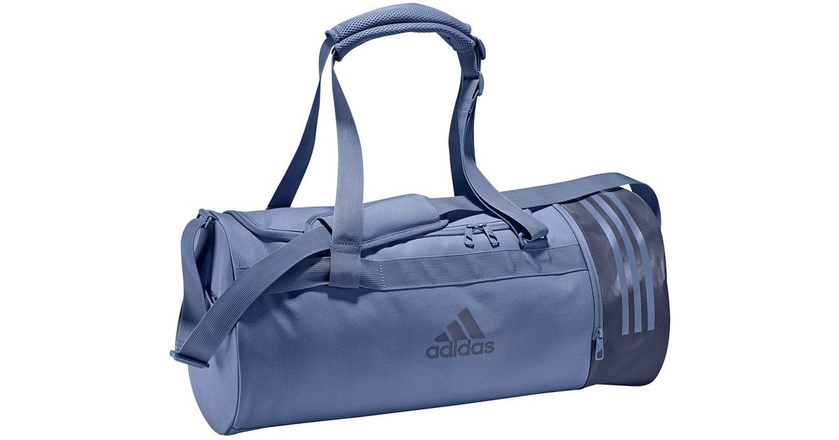 Adidas Blue Convertible 3 Stripes Duffel M Sports Bag Adidas Blue Convertible 3 Stripes Duffel M Sports Bag