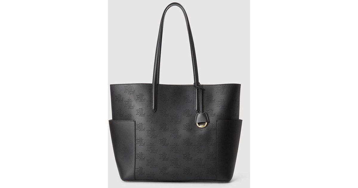 ralph lauren black leather tote bag