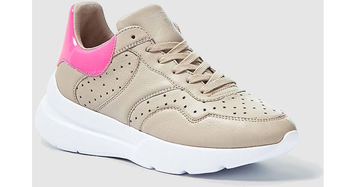 beige platform trainers